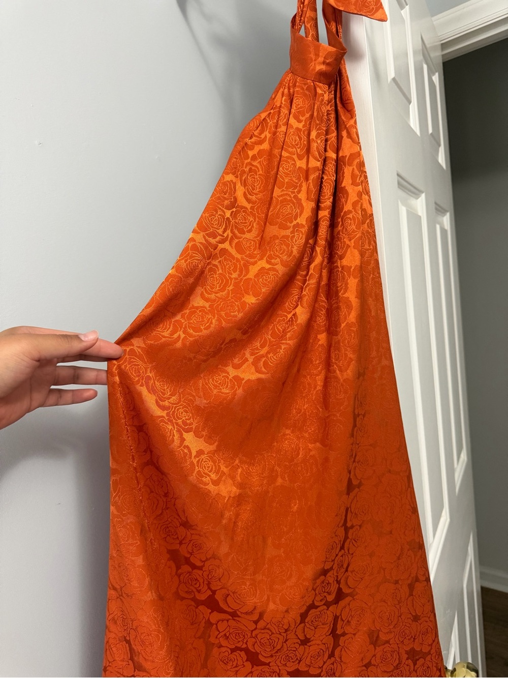 Lucy in the Sky Orange Floral Halter Dress